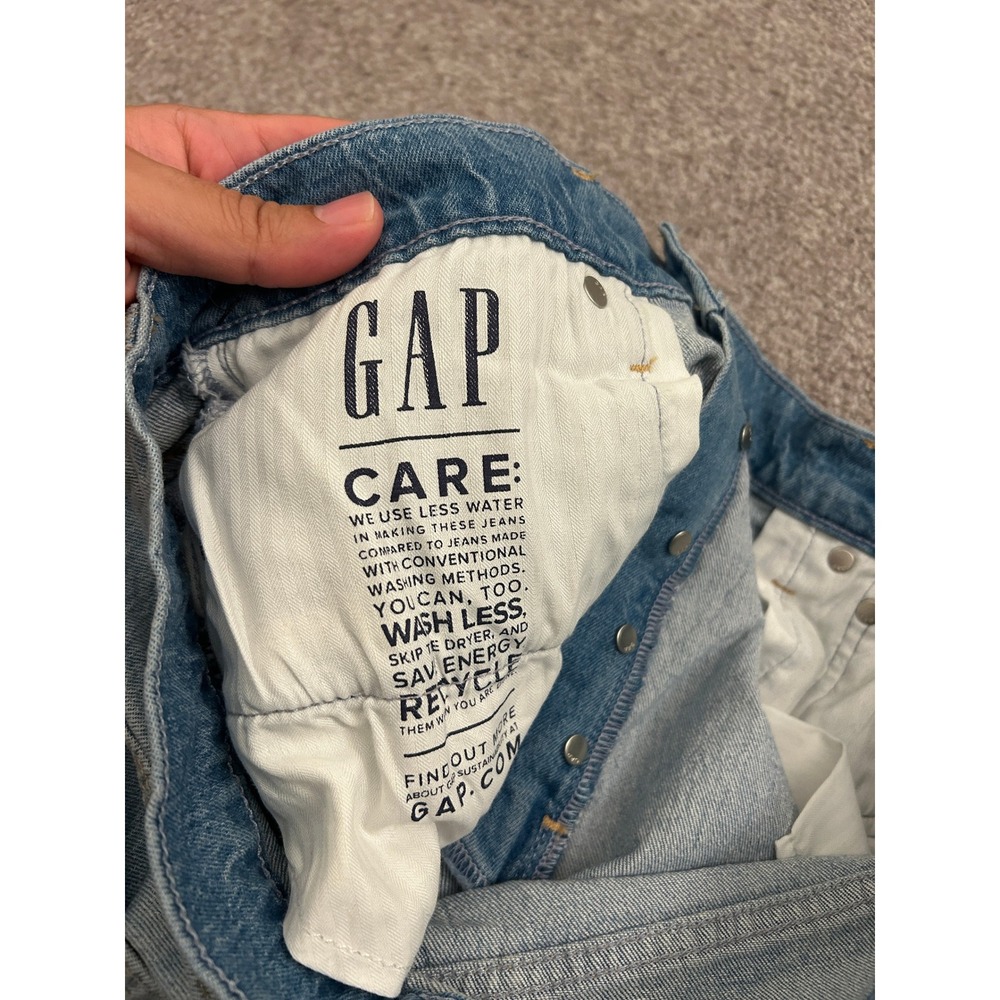 Gap Cheeky Midi Short Women 32 14R Light Blue High Rise Raw Hem Distressed - Picture 8 of 10
